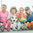 Students preparing for physical education class. 